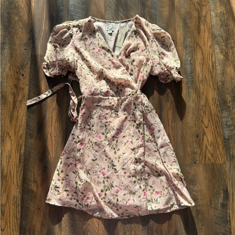 Francesca’s Pink Floral Wrap Dress